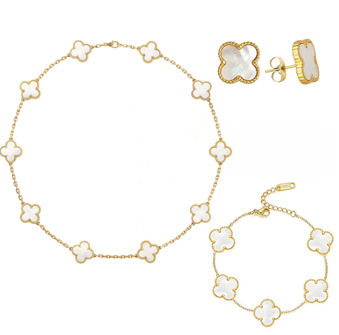 Clover Charm Set - Crystal White